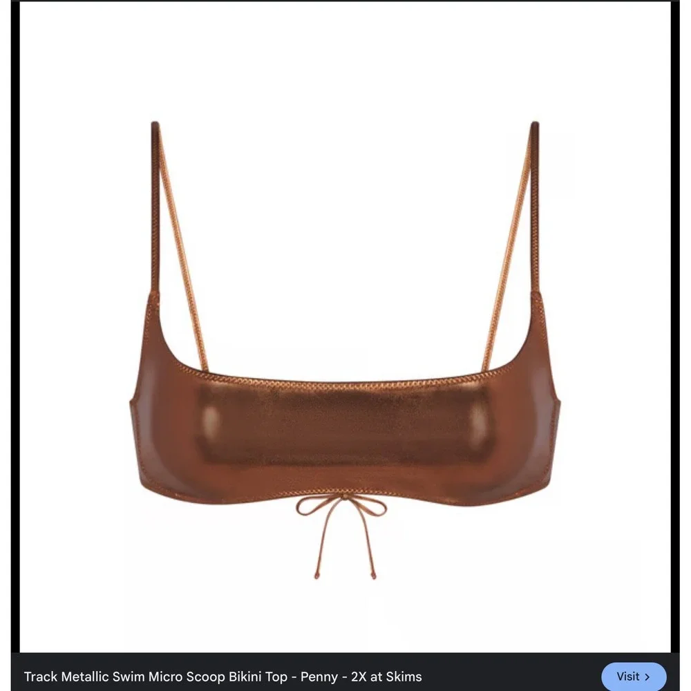 Skims Metallic Swim Micro‎ Scoop Bikini Top Penny Bronze NWT 3X